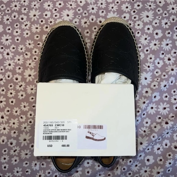 GUCCI LEATHER ESPADRILLES -BLACK -WOMEN’S US 6 - Picture 4 of 5